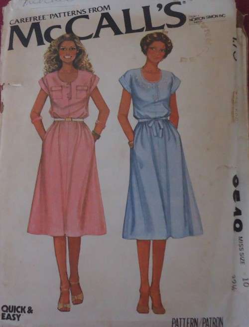 McCalls 6548 PULLOVER DRESS SIZE 12  BUST 34  COMPLETE