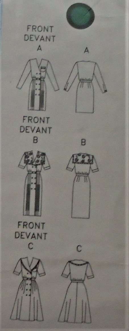 VOGUE 7723 LOOSE FITTING DRESS + DOUBLE BUTTON FRONT DETAIL SIZE 8-10-12 COMPLETE-ZIPLOC BAG