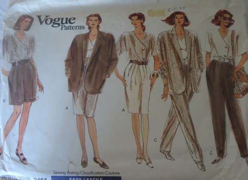 VOGUE 2464  JACKET-TOP-SKIRT-SHORTS-PANTS SIZE 8-10-12 COMPLETE & MOSTLY UNCUT