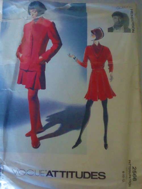 VOGUE 2566 ATTITUDES - JACKET-SKIRT-TOP SIZE 8-10-12 COMPLETE-UNCUT-F/FOLDED-ZIPLOC