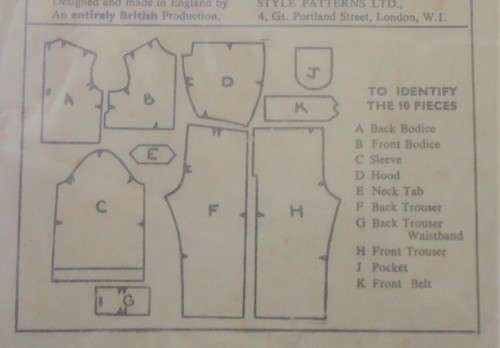 VINTAGE STYLE PRINT 1076 TODDLER ALL IN ONE SNUG WINTER SUIT WITH HOODIE FOR 2 YEARS COMPLETE-UNCUT-