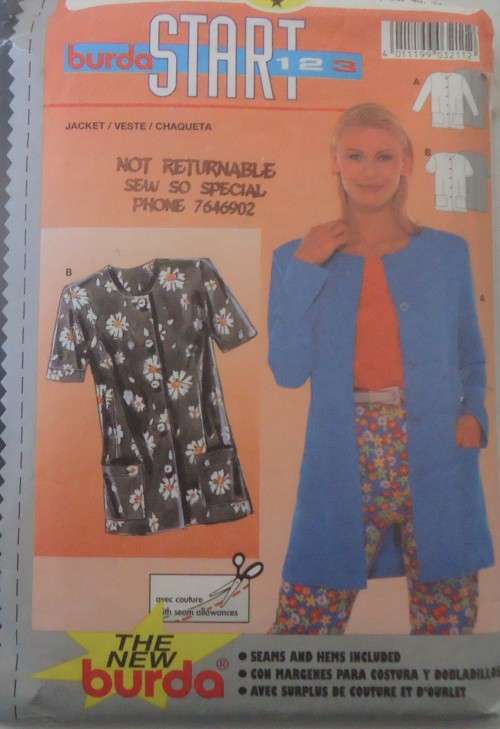 BURDA 3211 LOOSE FITTINGTOP/JACKET -SIZE 10 - 16 COMPLETE-CUT TO A SIZE 16