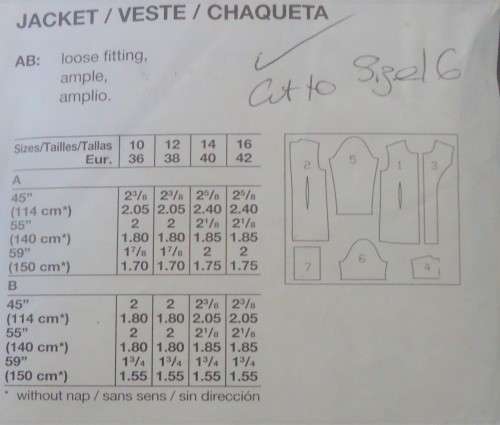 BURDA 3211 LOOSE FITTINGTOP/JACKET -SIZE 10 - 16 COMPLETE-CUT TO A SIZE 16