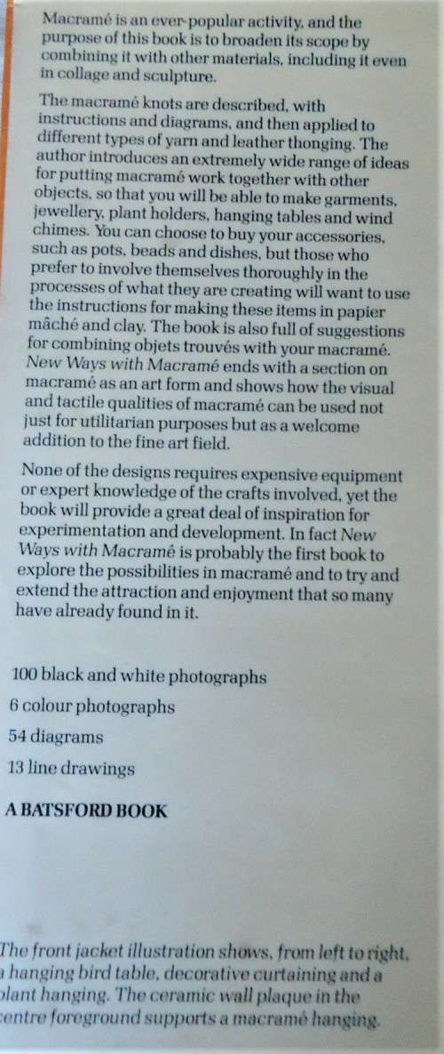 NEW WAYS WITH MACRAME - JOYCE HARGREAVES- 124 PAGES HARDCOVER WITH DUST JACKET