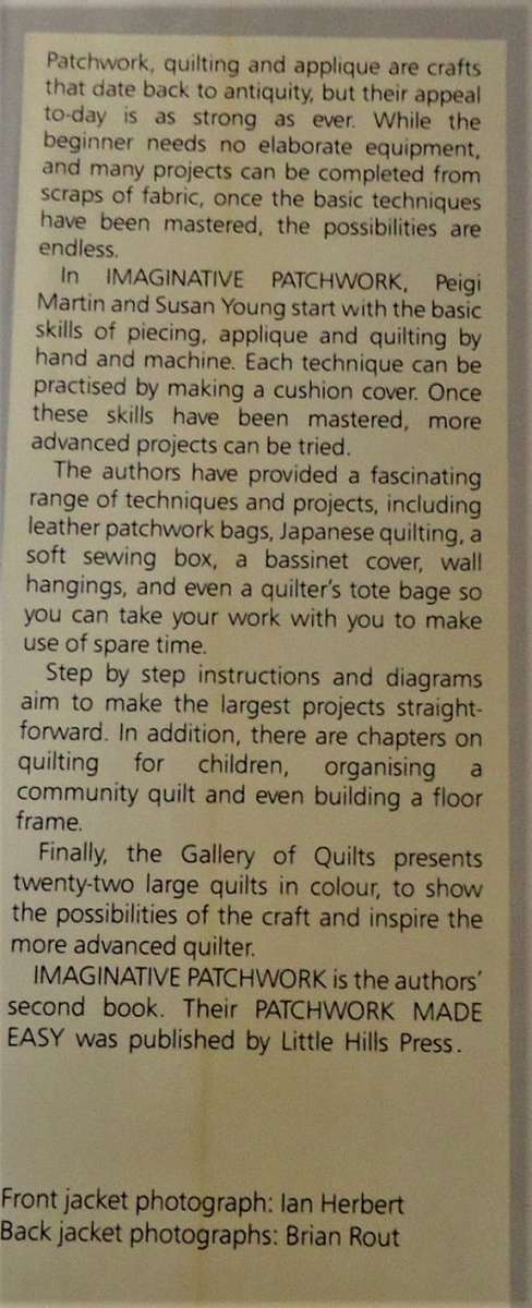 IMAGINATIVE PATCHWORK-PEIGI MARTIN-SUSAN YOUNG -148 PAGE HARDCOVER+DUSTJACKET