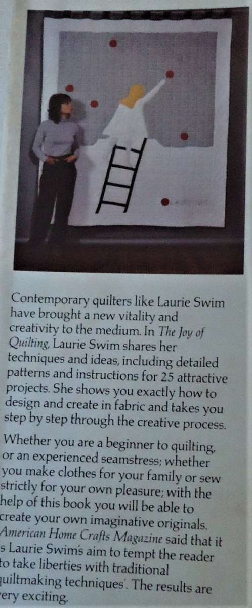 THE JOY OF QUILTING-LAURIE SWIM-100 PG HARDCOVER+DUSTJACKET-SPINE WORN