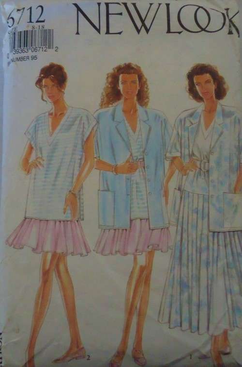 NEW LOOK PATTERNS 6712 SHIRT-TOP-SKIRTS SIZES 8-18 COMPLETE