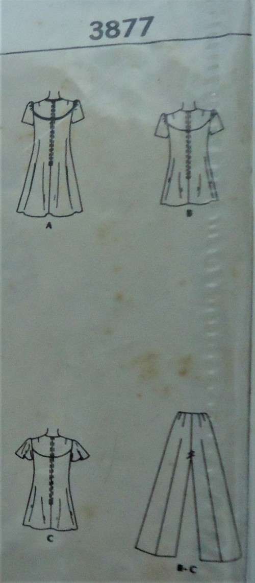 VINTAGE McCALLS 3877 TOP/ DRESS-PANTS SIZE 12 BUST 34" COMPLETE-ZIPLOC BAG