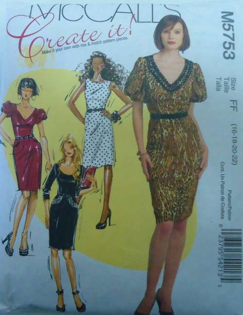 McCALL`S M5753  wOw STUNNING DRESSES & BELT SIZE FF16-18-20-22 SEE LISTING