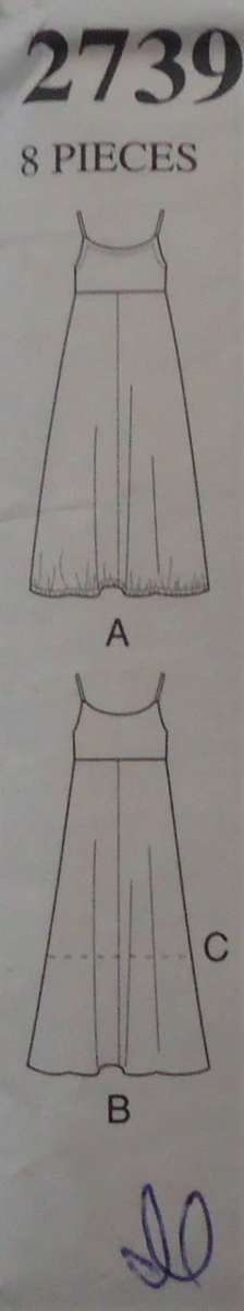 STYLE 2739 HI WAIST SHOESTRING STRAP DRESS SIZE A=8-18 COMPLETE