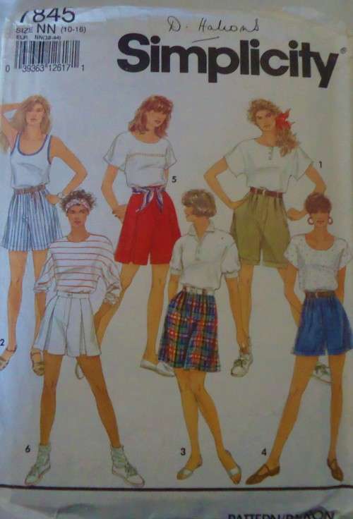 SIMPLICITY PATTERN 7845 SET OF SHORTS SIZE NN10-16 COMPLETE
