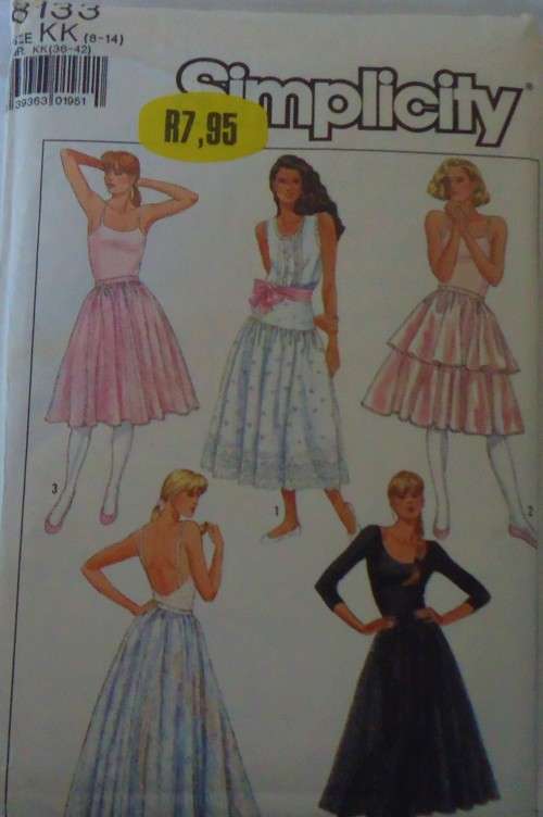 SIMPLICITY 8133 SKIRTS & PETTICOATS SIZE KK=8-14 COMPLETE-PART CUT