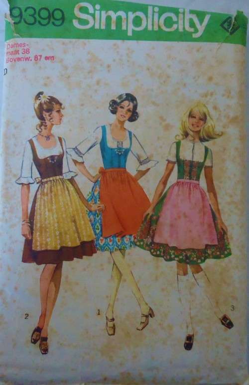 SIMPLICITY 9399 DRESS-BLOUSE-APRON SIZE  38 COMPLETE-PART CUT