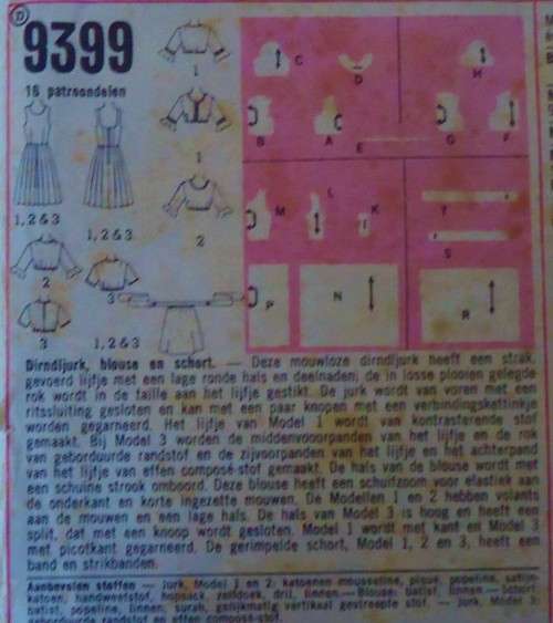 SIMPLICITY 9399 DRESS-BLOUSE-APRON SIZE  38 COMPLETE-PART CUT