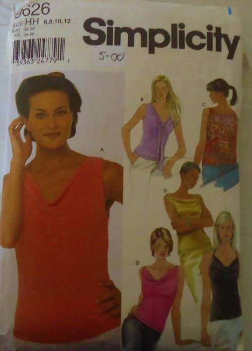 SIMPLICITY 9626  SET OF KNIT TOPS SIZE HH=6-8-10-12 COMPLETE-PART CUT