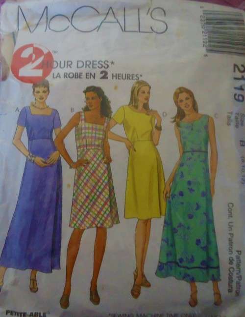 McCALL'S 2118SLEEVELESS OR SHORT SLEEVE DRESS SIZE B=8-10-12 SEE LISTING CUT TO SIZE 10/12