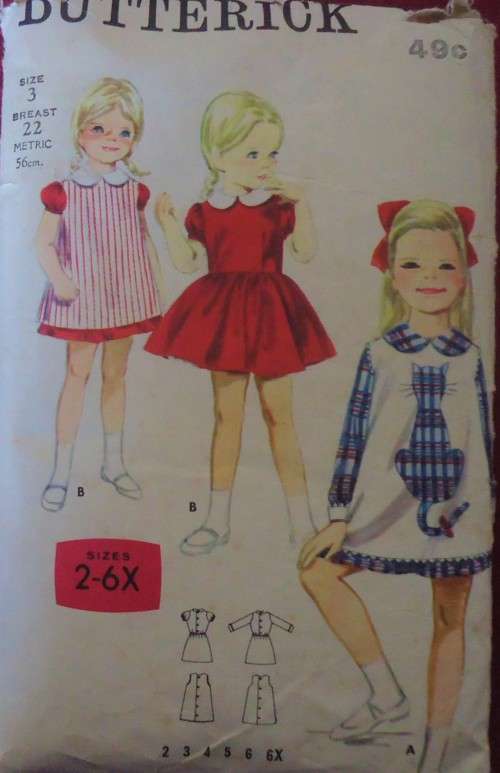 VINTAGE BUTTERICK 3627 GIRLS DRESS & APRON SIZE 3 YEARS BREAST 22" COMPLETE + APPLIQUE