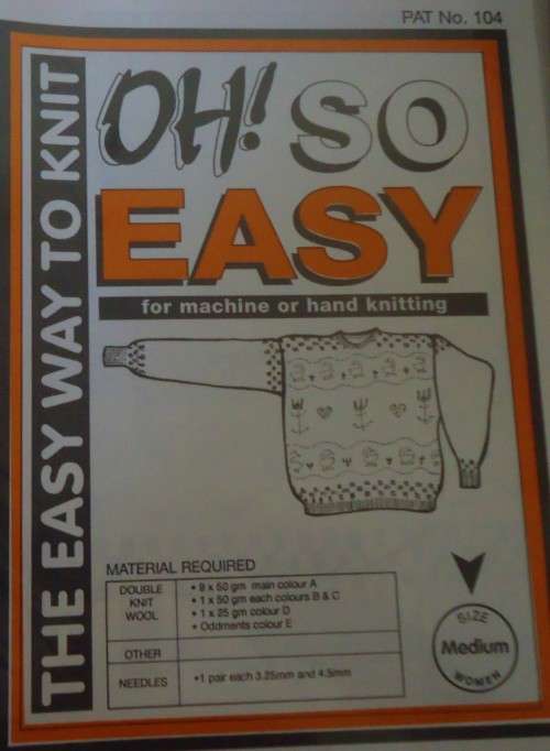 OH SO EASY KNITTING 104 HAND OR MACHINE ROUND NECK SWEATER WITH DUCKS WOMEN MEDIUM 92 CM