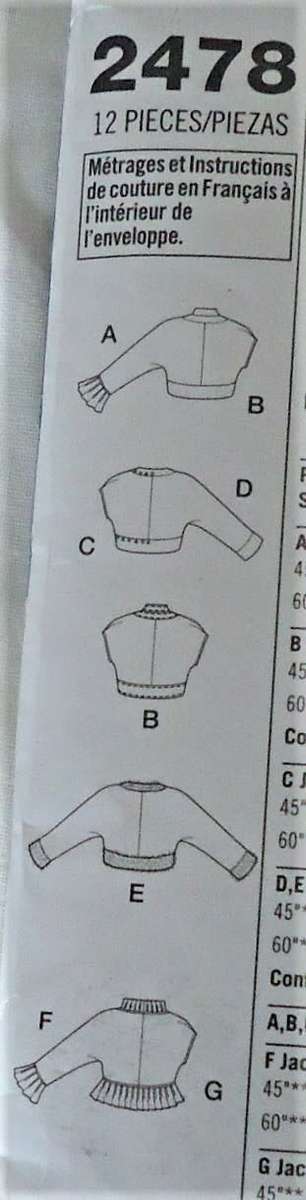 NEW SIMPLICITY 2478 BOLERO JACKETS+NECKLINE+SLEEVE VARIATIONS SIZE H5=16-8-10-12-14 COMPLETE-UNCUT-F