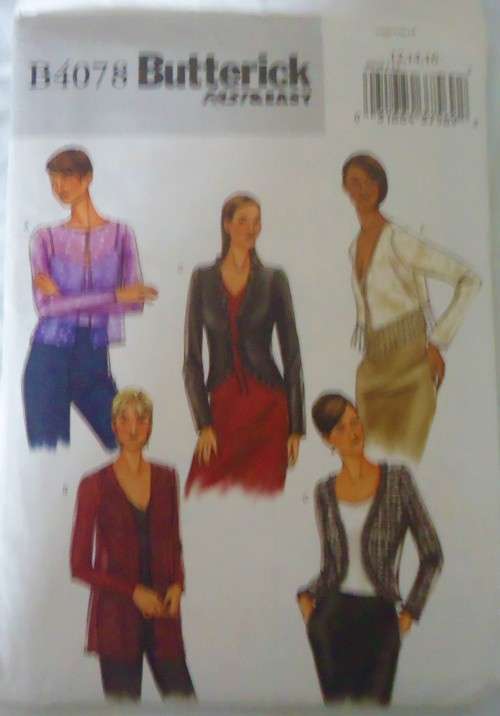 BUTTERICK B4078 SETOF JACKETS SIZE12-14-16 COMPLETE-UNCUT-F/FOLDED