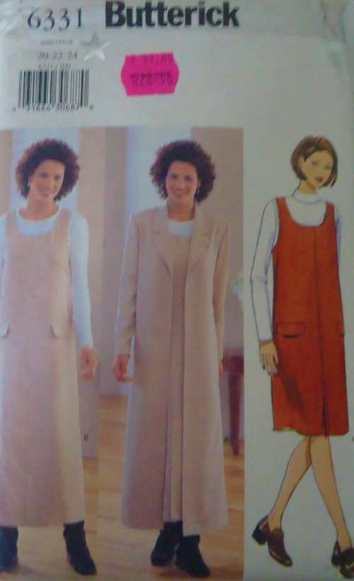BUTTERICK 6331  PINAFORE & DUSTER SIZE 20-22-24 COMPLETE