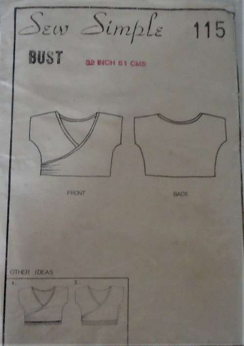 SEW SIMPLE PATTERNS #115 CROSSOVER TOP SIZE 32` OR 81 CM