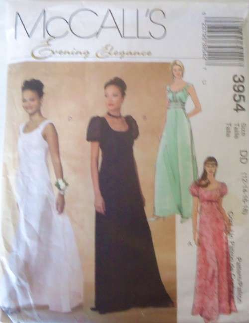 McCALLS 3954 LINED DRESSES+FITTED LINED BODICE SIZE DD=12-14-16-18 COMPLETE