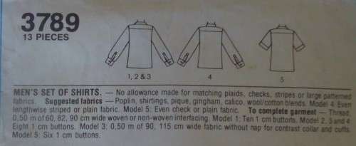 STYLE 3789 MEN`S SET OF SHIRTS SIZE 36-38-40`-COMPLETE