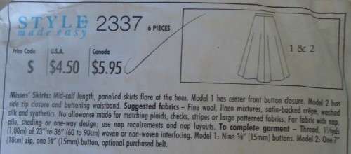 STYLE 2337 SET OF SKIRTS SIZE A=8-18 -COMPLETE