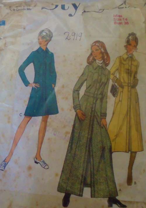 STYLE 2919 COAT IN 3 LENGTHS SIZE 14 BUST 36`  -COMPLETE - ZIPLOC BAG