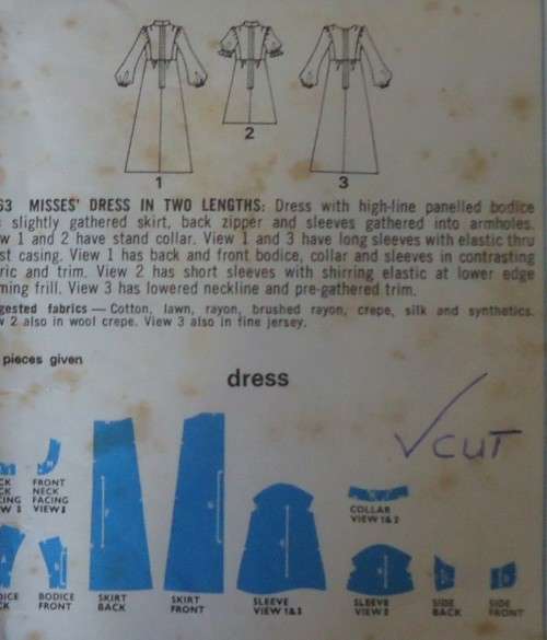 STYLE 3883 DRESS WITH HIGH LINE PANELED BODICE SIZE 12 BUST 34"-COMPLETE