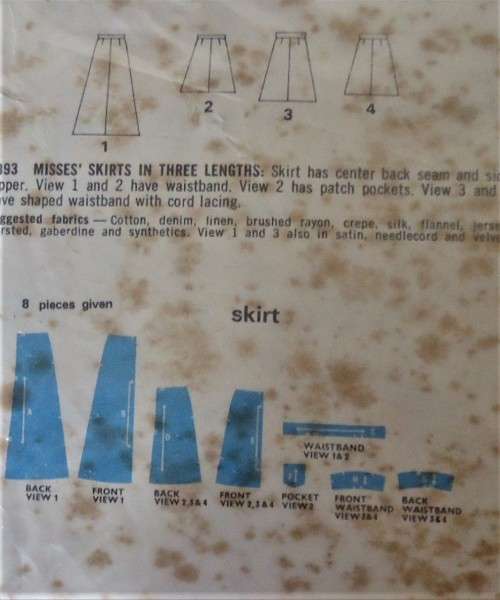 STYLE 3893 SET OF SKIRTS SIZE 18  WAIST 32` -COMPLETE-ZIPLOC BAG