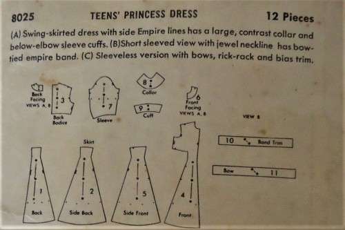 VVINTAGE BUTTERICK 8025 PRINCESS DRESS SIZE 10 BUST 30"  COMPLETE