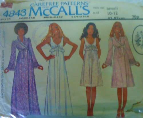 McCALLS 4843 ROBE & NIGHTGOWN SIZE 10- 12 BUST 83-87 CM-COMPLETE -ZIPLOC BAG