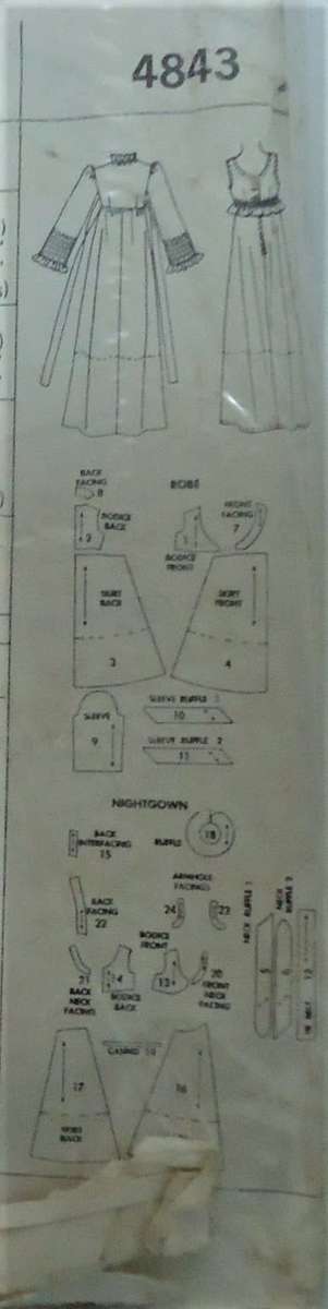McCALLS 4843 ROBE & NIGHTGOWN SIZE 10- 12 BUST 83-87 CM-COMPLETE -ZIPLOC BAG