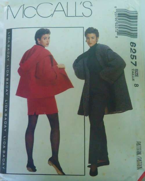 McCALLS 6257 LINED COAT-JACKET-SKIRT-PANTS SIZE 8-COMPLETE-UNCUT-F/FOLDED