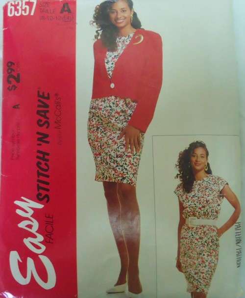 McCALLS 6357 PARTIALLY LINED JACKET-DRESS SIZE A 8-10-12-14-COMPLETE-UNCUT-F/FOLDED