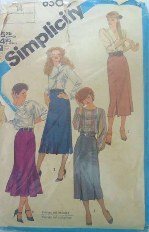 SIMPLICITY  6509 SLIM FITTING GORED SKIRTS  SIZE 14- COMPLETE-ZIPLOC BAG