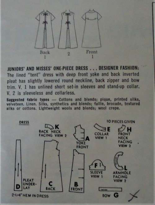 VINTAGE SIMPLICITY 6961 ONE PIECE DRESS WITH BACK BOW FEATURE SIZE 14 BUST 34"  SEE LISTING