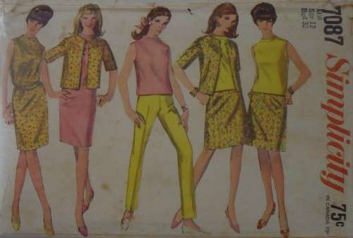 VINTAGE SIMPLICITY 7087 ONE PIECE DRESS OR OVERBLOUSE-JACKET-SKIRT-SLACKS SIZE 12 BUST 32` COMPLETE