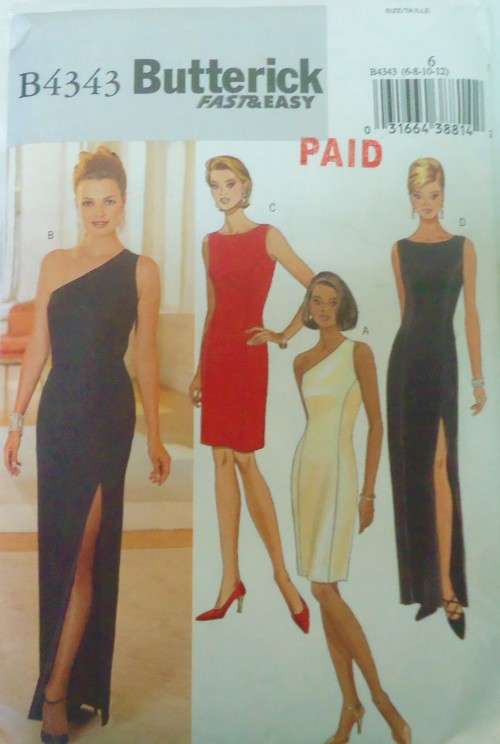 BUTTERICK B4343 wOw CLOSE FITTING LINED TAPERED DRESS SIZE 6-8-10-12 COMPLETE