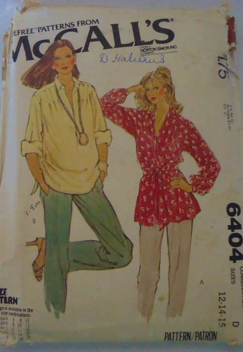 McCALLS 6404 PULLOVER SHIRT SIZE 12-14-16 COMPLETE