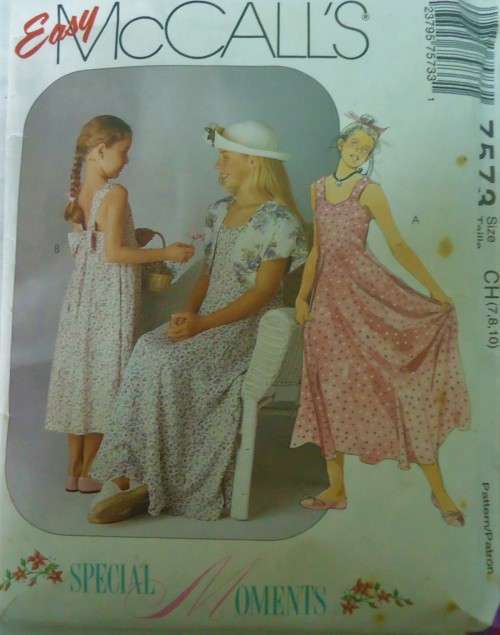 McCALL's 7559 GIRLS DRESS & REVERSIBLE BOLERO SIZE CH=7-8-10 YEARS COMPLETE-CUT TO  SIZE 7/8 YEAR