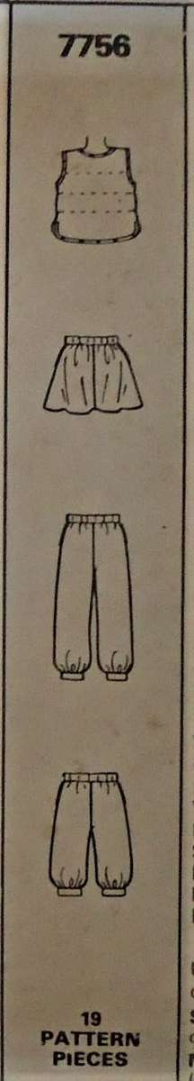 McCALLS 7756 KIDS VEST-SKIRT-PANTS-KNICKERS-APPLIQUE SIZE 6 YEARS COMPLETE+ APPLIQUE