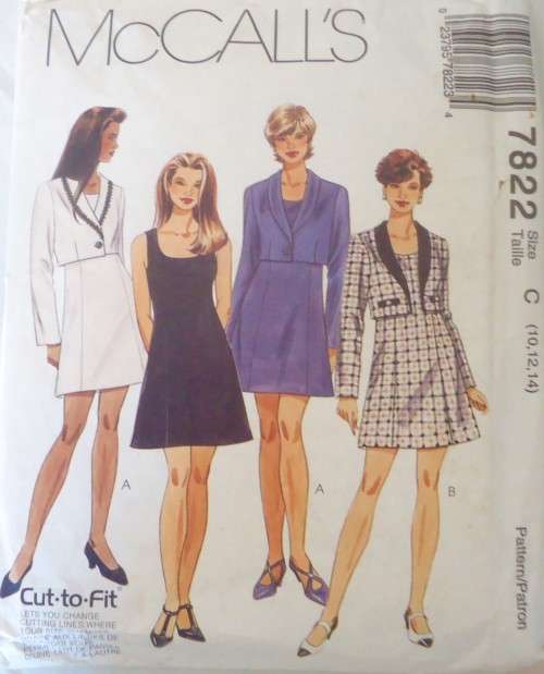 McCALLS 7822 LINED/UNLINED DRESS & JACKET SIZE C10-12-14 SEE LISTING