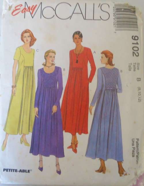 McCALLS 9102 PULLOVER LOOSE FITTING DRESS SIZE B=8-10-12 COMPLETE
