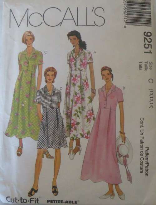 McCALLS 9249 DRESS WITH A LINE SKIRT SIZE C=10-12-14 COMPLETE