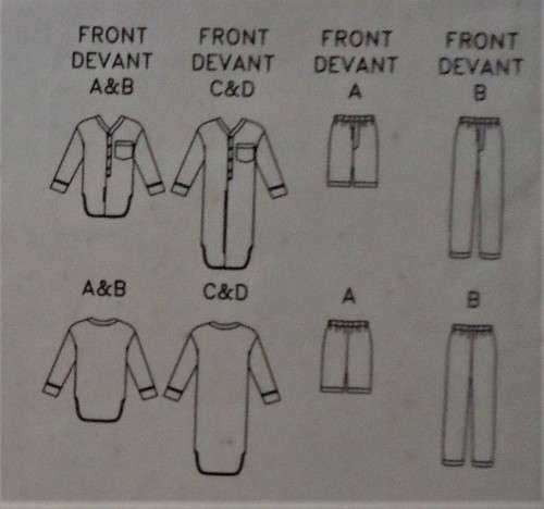 BUTTERICK PATTERN 3034 UNISEX PJS - NIGHTSHIRT-TOP-SHORTS-PANTS SIZE XS-S-M (30-40") COMPLETE