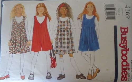 BUTTERICK 4169 GIRL'S PINAFORE-JUMPSUIT-TOP SIZE 7-8-10 YEARS COMPLETE-MOSTLY UNCUT