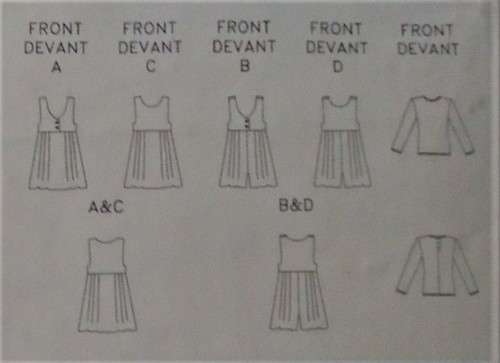 BUTTERICK 4169 GIRL'S PINAFORE-JUMPSUIT-TOP SIZE 7-8-10 YEARS COMPLETE-MOSTLY UNCUT